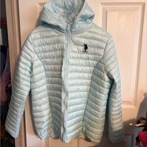 U.S. Polo Assn. Light Blue Hooded Puffer Jacket